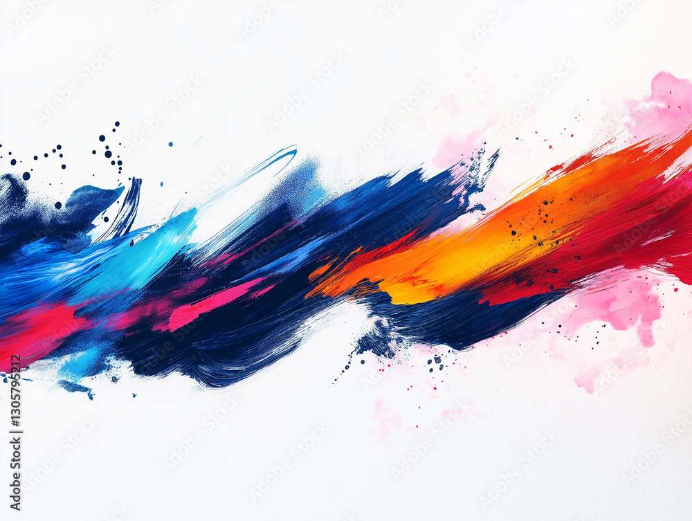 Abstract Dynamic Brushstrokes: Vibrant Color Splashes on Clean White Background, Perfect for Design Abstract Dynamic Brushstrokes: Vibrant Color Splashes on Clean White Background, Perfect for Design
