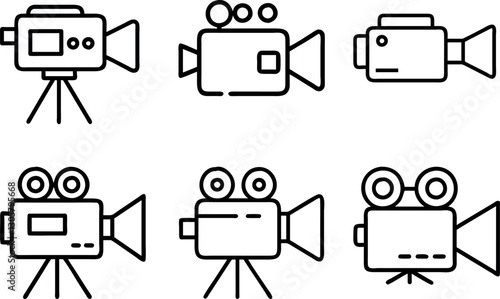 Simple Line Art Movie Cameras for Film Production