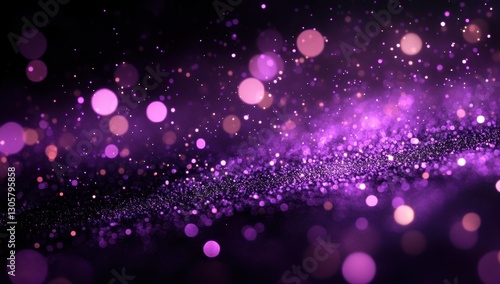 Beautiful abstract background with bokeh effect of soft purple circles and glittering particles creating a dreamy atmosphere for various creative projects