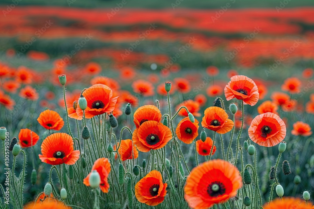 Obraz premium Stunning Red Poppy Field Showcasing Vibrant Colors and Natural Beauty