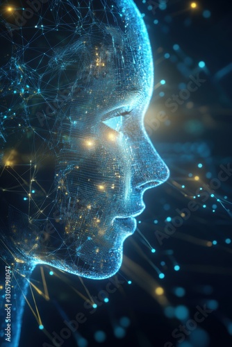 High tech background template design with theme of humanoid robot.