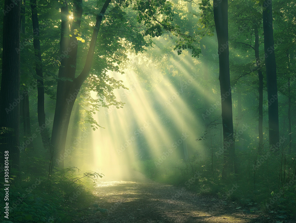 Misty Forest Dawn: Sunbeams Pierce Gentle Fog, Magical Woodland Scene, Serene Nature Photography eco Misty Forest Dawn: Sunbeams Pierce Gentle Fog, Magical Woodland Scene, Serene Nature Photography eco