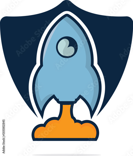 Rocket Vector Logo Design. Start up Rocket Space Ship Abstract Vector Logo.