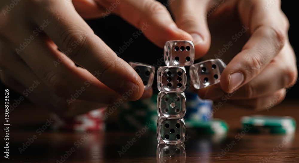 Hands Stacking Dice Casino Game Tabletop Closeup HD Hands Stacking Dice Casino Game Tabletop Closeup HD