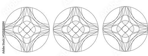 Abstract vector graphic based on harmonic vortex. Suitable for CNC or water jet cutting machine. It can be used for art floor made of parquet or stone, special architecture detail for modern design at