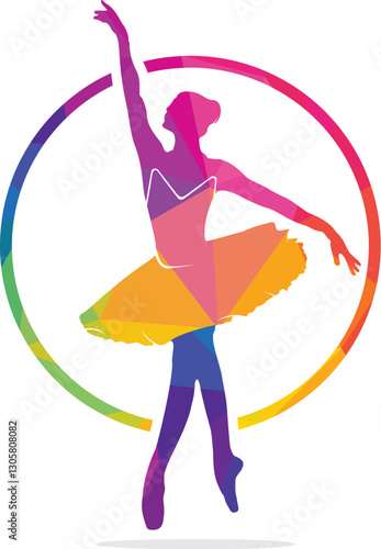 Ballet dancer vector logo design. Logo design for ballet school and  dance studio. 