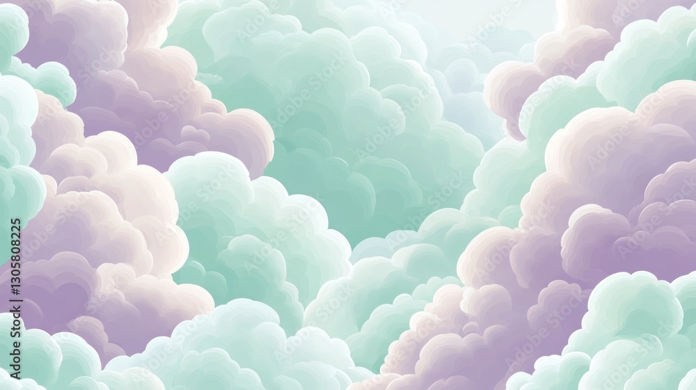 Soft pastel lavender and pale mint clouds, light and airy with delicate flowing patterns Soft pastel lavender and pale mint clouds, light and airy with delicate flowing patterns