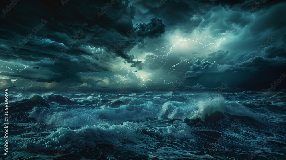 Naklejka premium storm over the sea