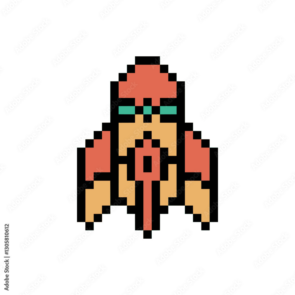 Fototapeta premium rocket vehicle design pixel art