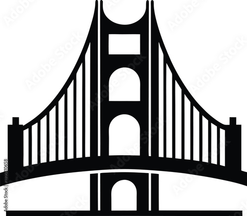 Golden gate bridge silhouette, Golden gate bridge icon, bridge vector silhouette illustration 