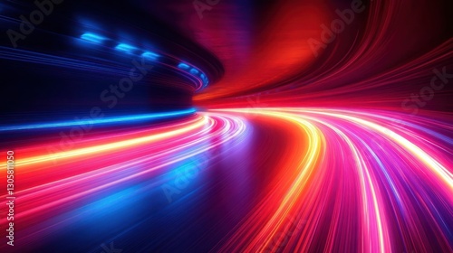 Colorful Speedy Motion Blur Background with Glowing Straight Lines