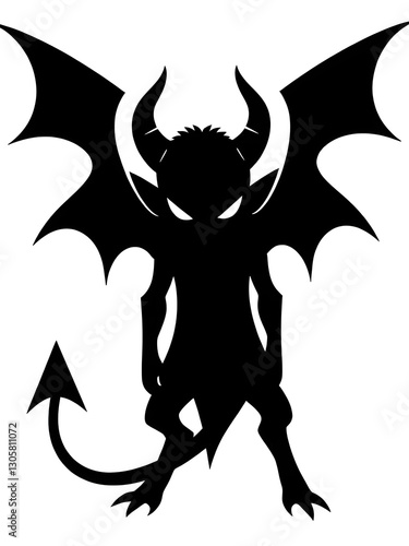 Demon devil illustration icon, black silhouette vector