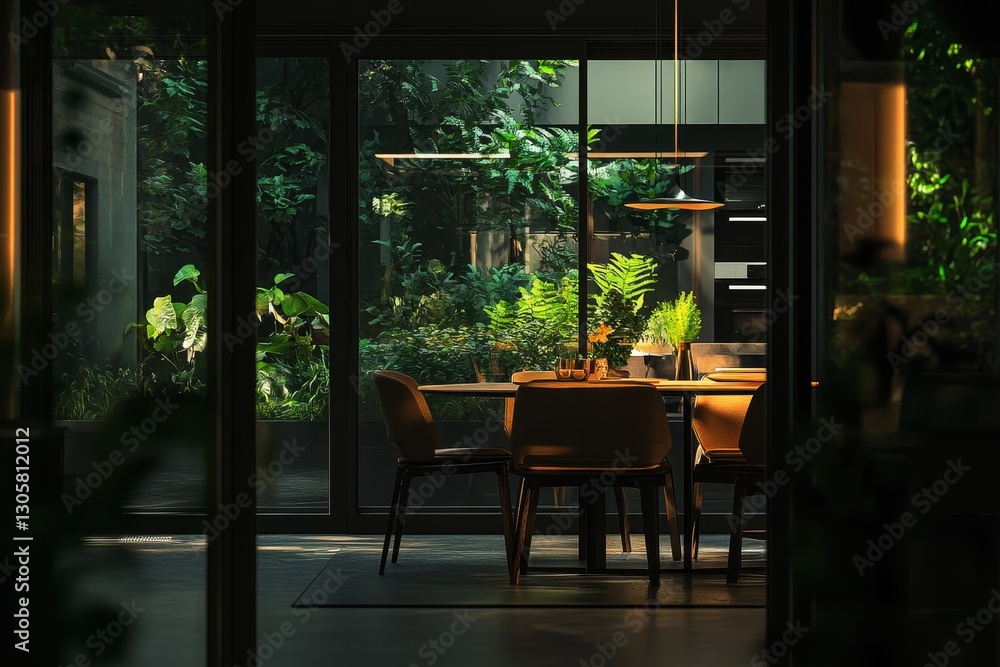Dining room interior with green plants. concept. Dining room interior with green plants. concept.