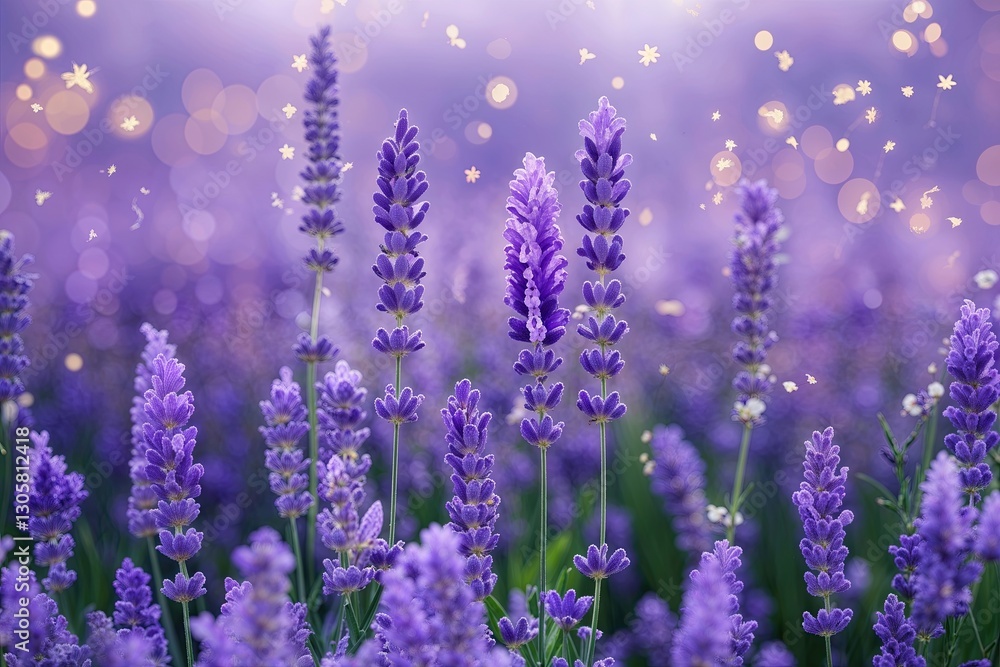 Naklejka premium Enchanting Lavender Wallpaper with Dreamy Whimsical Patterns for a Serene Aesthetic