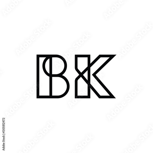 BK monogram logo design letter text name symbol monochrome logotype alphabet character simple logo