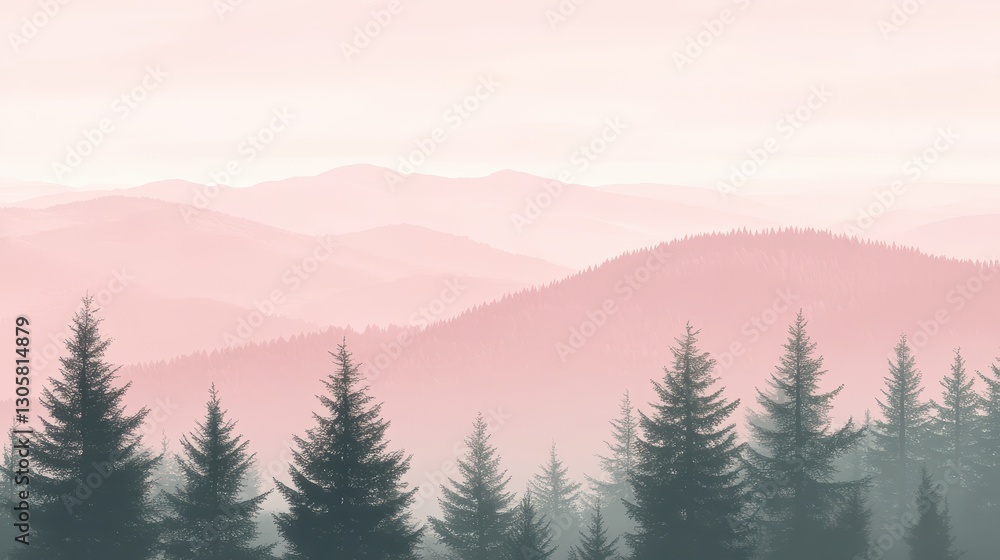 Obraz premium Mountain ranges and trees create a picturesque natural landscape scene
