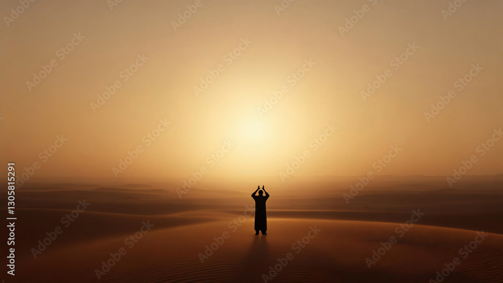 Man Alone in Vast Desert Mist Praying with Raised Hands – Powerful Representation of Solitude, Faith, and Divine Invocation - Spiritual Connection, Faith, and Seeking Guidance - DUA Wallpaper Man Alone in Vast Desert Mist Praying with Raised Hands – Powerful Representation of Solitude, Faith, and Divine Invocation - Spiritual Connection, Faith, and Seeking Guidance - DUA Wallpaper