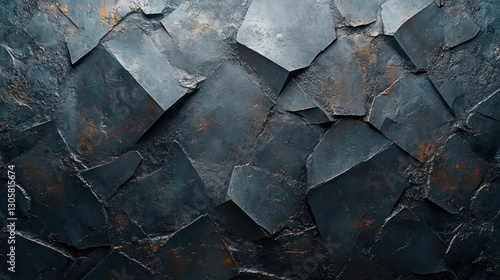 Dark Geometric Concrete Texture with Triangular Patterns: Abstract Anthracite Gray Wall Background Illustration for Wallpaper and Banners