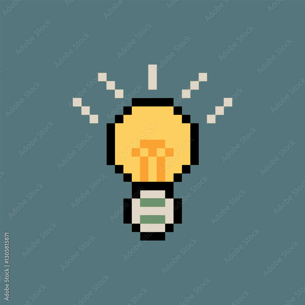 Fototapeta premium light bulb lamp pixel art