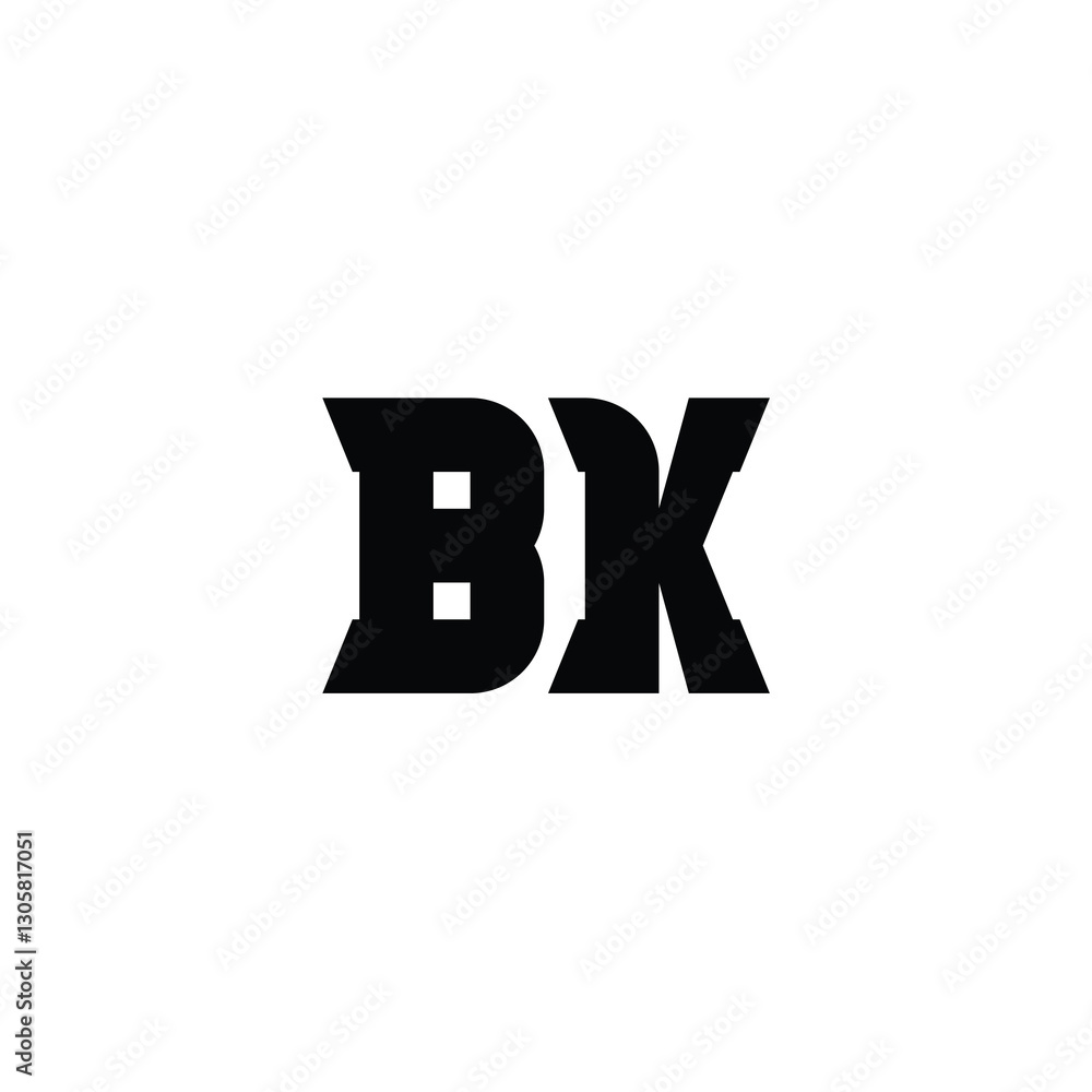 Obraz premium BK monogram logo design letter text name symbol monochrome logotype alphabet character simple logo