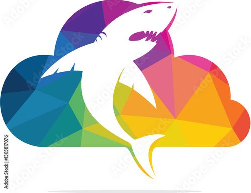 Shark and cloud vector logo design. Creative shark and cloud icon vector design template.	