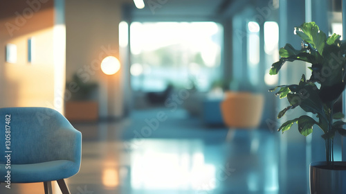 Medical facility waiting area blur for healthcare promotional content