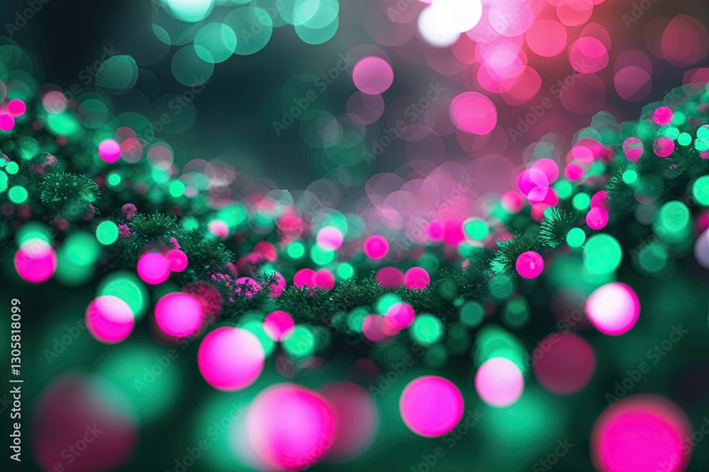 Naklejka premium Vibrant Emerald and Fuchsia Landscape with Soft Bokeh Background