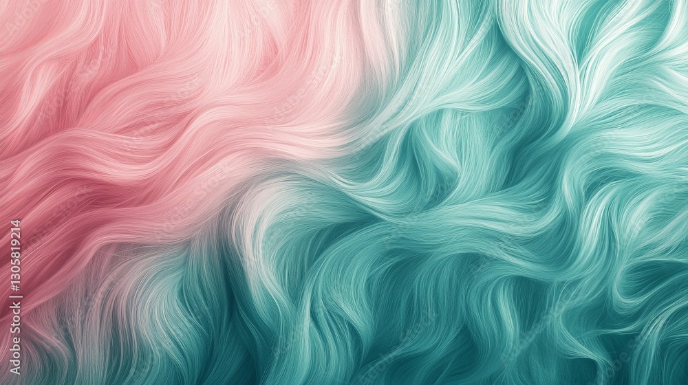 Fototapeta premium Soft teal and pink pastel gradient, delicate flowing waves with subtle texture