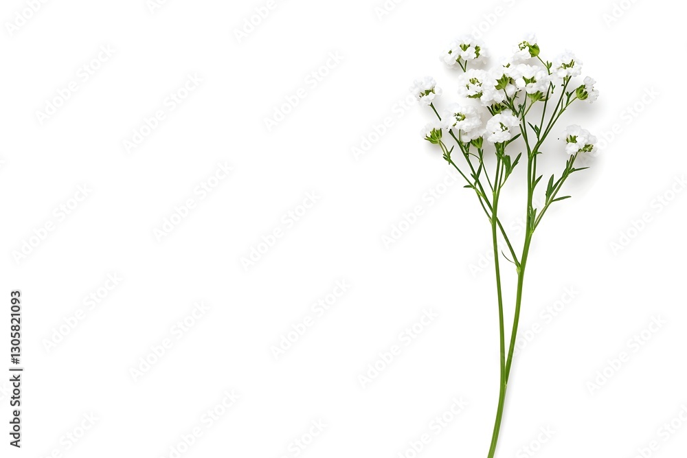 Obraz premium Delicate Gypsophila Flower Suspended in Minimalist White Backdrop
