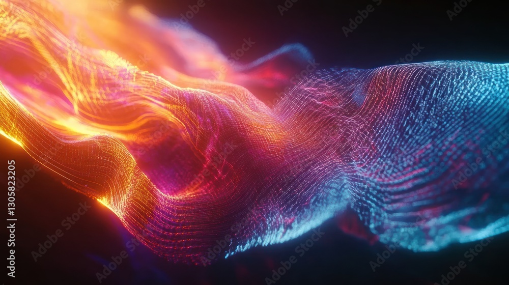 Fototapeta premium Abstract data flow, glowing digital waves, dark background