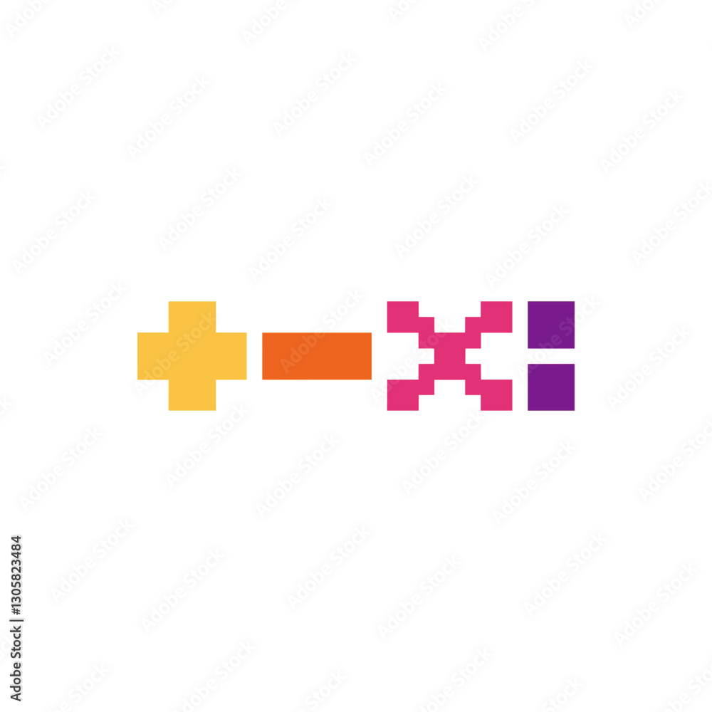 Fototapeta premium math symbol formula pixel art