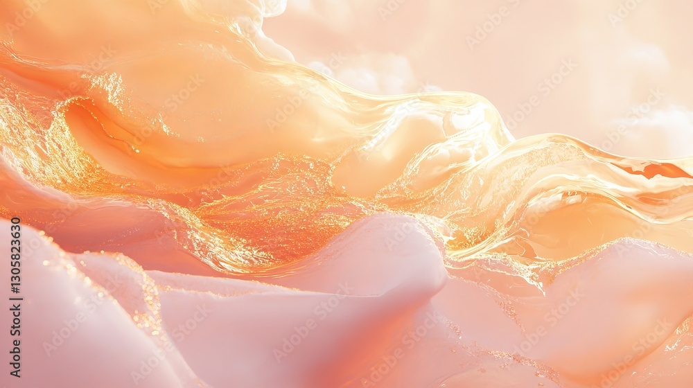 Fototapeta premium Warm amber and rose gold clouds, glowing and rich with subtle glossy patterns