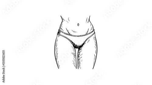 Thigh toner in sketch style on white background, fitness concept