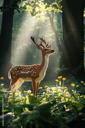 Obraz na płótnie Deer in Spring forest. w salonie