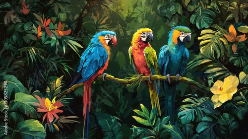 Wallpaper Mural Vibrant Rainforest Birds Torontodigital.ca