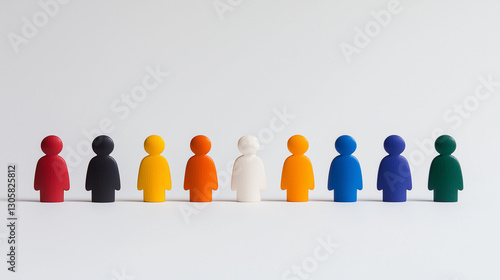 Diverse Wooden Figurines Representing Unity and Teamwork  
