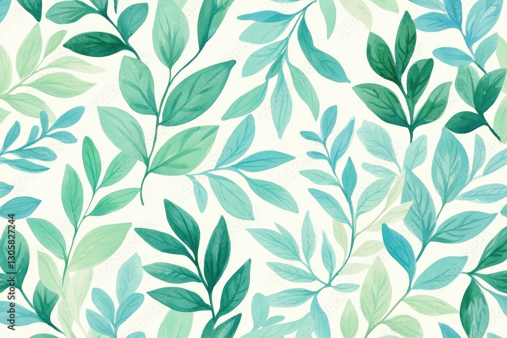 Fototapeta premium Hand-drawn botanical pattern with clean lines and soft natural colors 