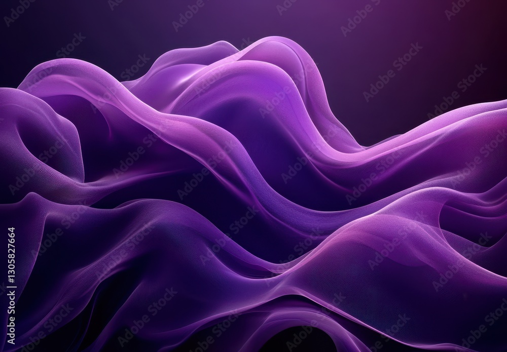Fototapeta premium Ethereal Purple Wave Patterns Flowing in Soft Motion Against a Dark Background for Abstract Artistic Concepts and Designs