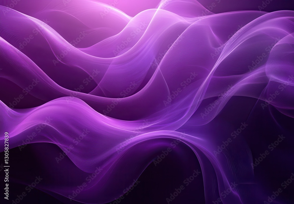 Obraz premium Ethereal Purple Waves Flowing Elegantly in a Dreamy Background with Soft Gradients and Light Effects