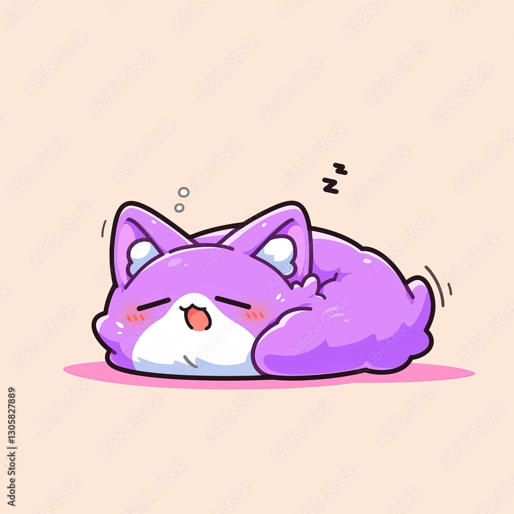 Fototapeta premium Cute Cat Sleeping, Pastel Background (3)