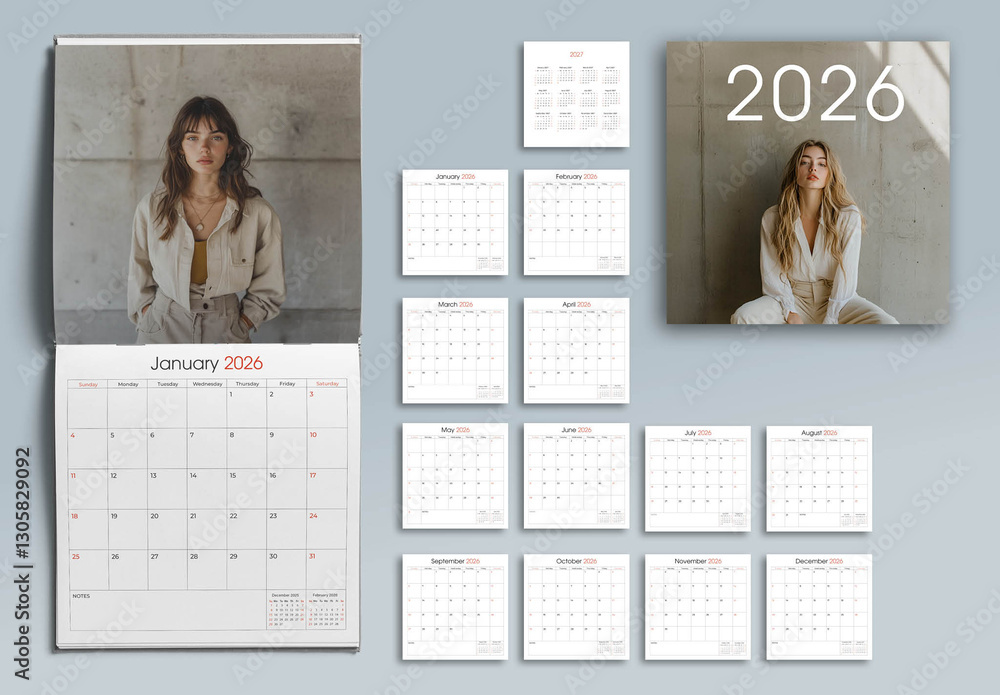 2026 Calendar Layout Stock Template | Adobe Stock