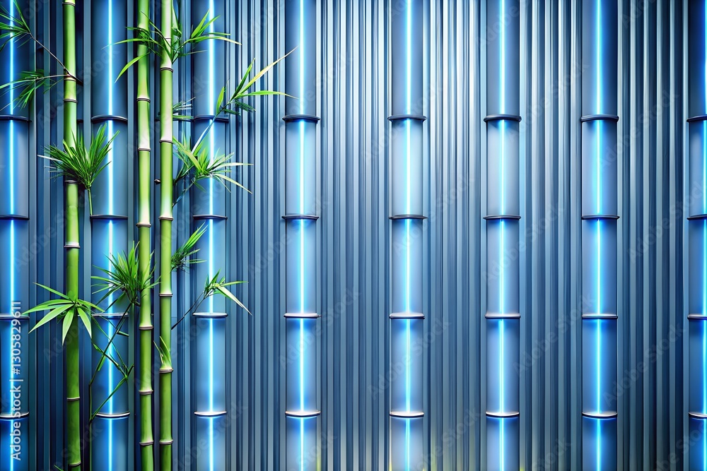 Futuristic metallic background with blue neon light bamboo leaves modern design high-tech cyberpunk style innovation glossy texture Copy Space milkyhexddway Backgrounds for advertising business art Futuristic metallic background with blue neon light bamboo leaves modern design high-tech cyberpunk style innovation glossy texture Copy Space milkyhexddway Backgrounds for advertising business art