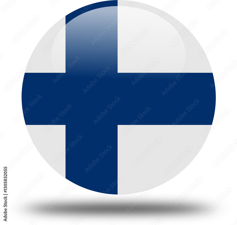 Fototapeta premium finland flag -- 3D Circular Icon in High Resolution PNG Format 