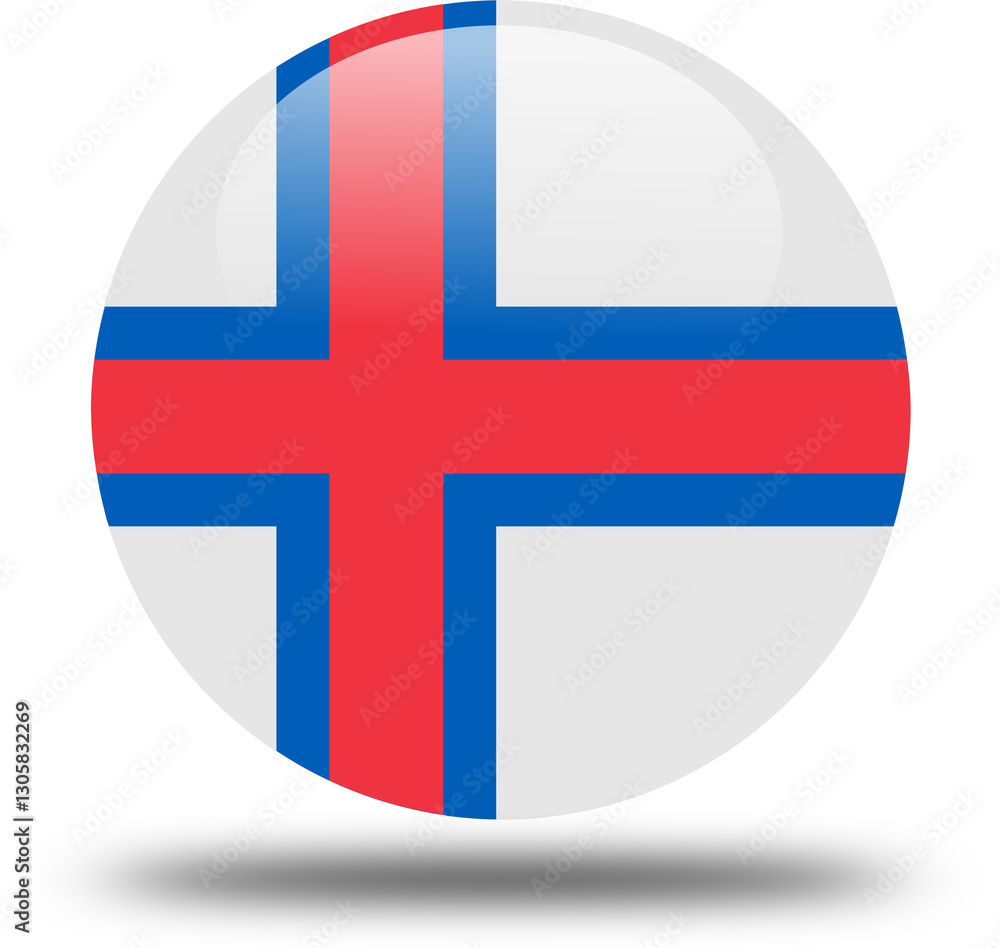 Fototapeta premium offaroe island flag -- 3D Circular Icon, High-Resolution PNG National Symbol for Web and Print 