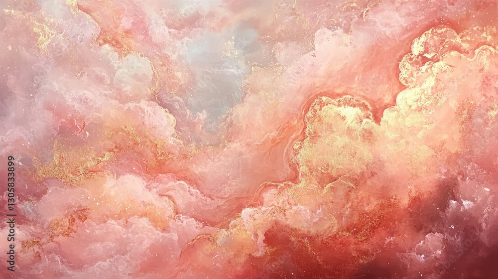 Fototapeta premium Warm rose gold and peach clouds, glowing and rich with subtle glossy transitions