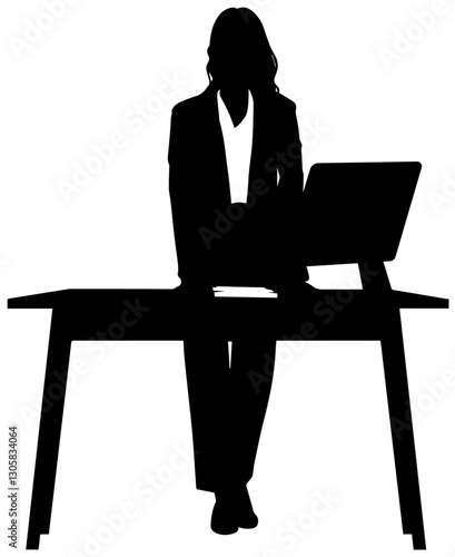 ディスクの前で話をする女性のシルエット