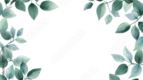 A leafy green background with a white border