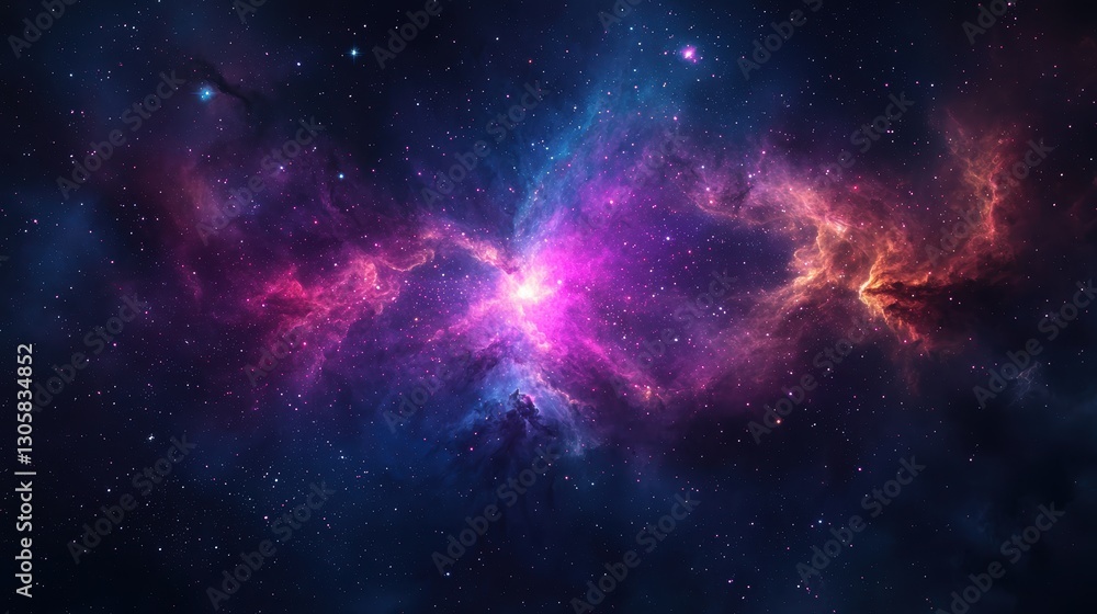 Obraz premium Vibrant cosmic nebula with colorful star formations