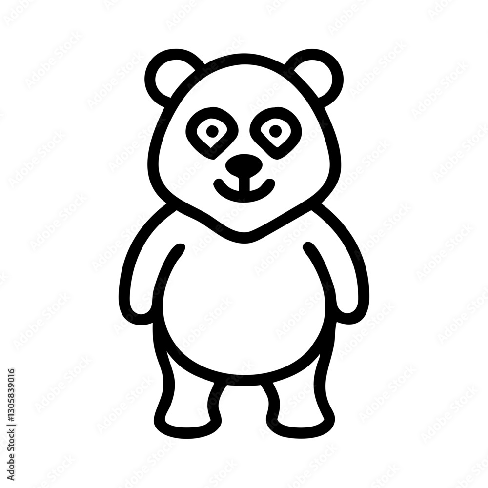 Fototapeta premium Minimal black panda outline icon in simple style