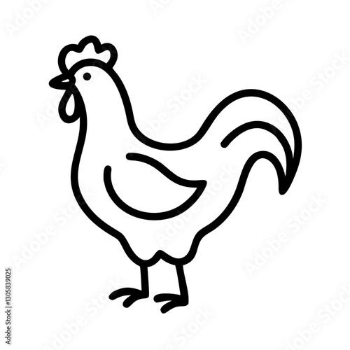 Simple black rooster outline icon in minimalist style